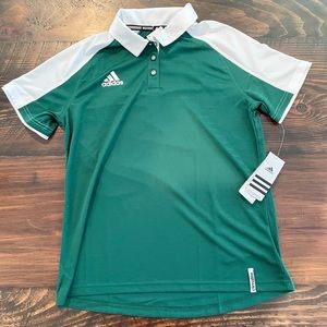 Adidas Womans Green and White Climalite Coaches Polo. Large. Keeps You Dry. NWT